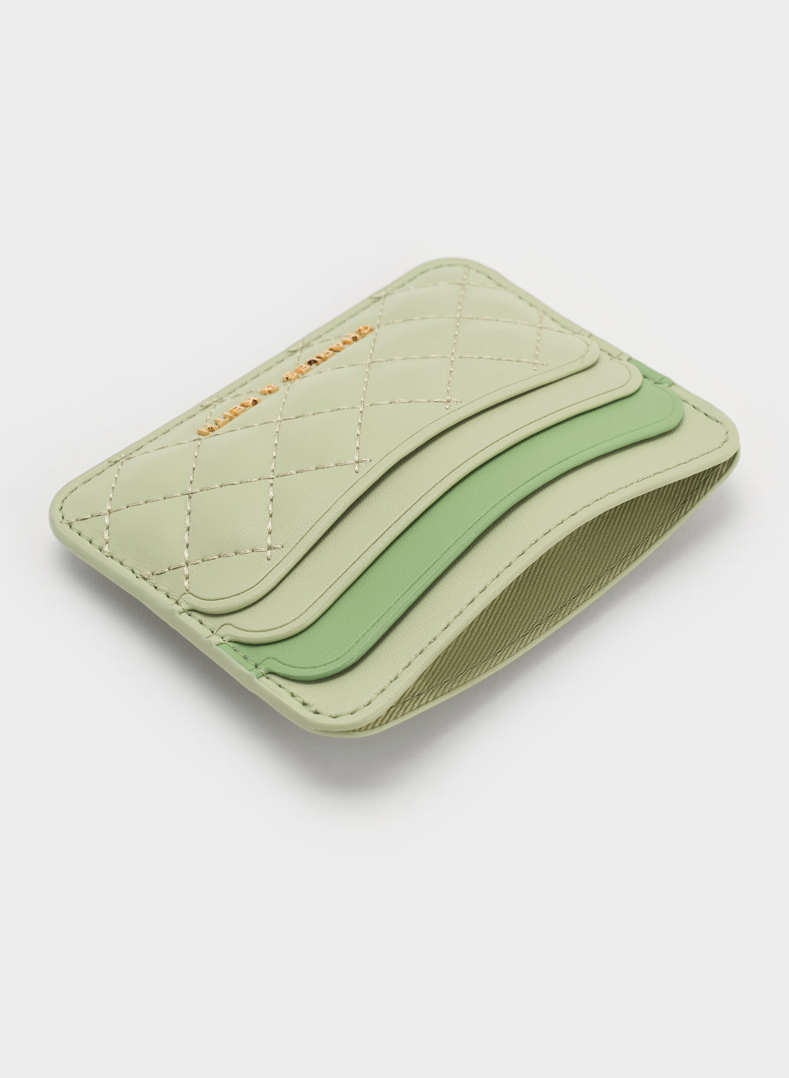 Cleo Two-Tone Quilted Card Holder, Matcha Green, hi-res