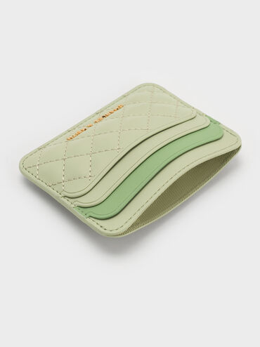 Cleo Two-Tone Quilted Card Holder, Matcha Green, hi-res