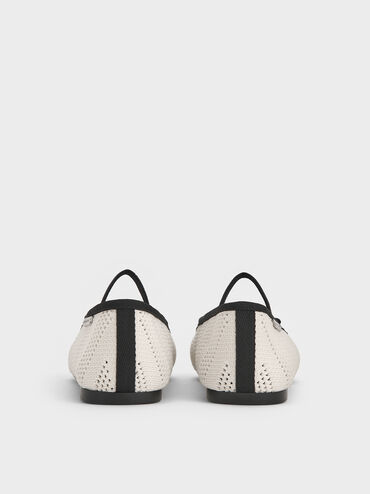 Knitted Pearl-Accent Bow Ballet Flats, Chalk, hi-res