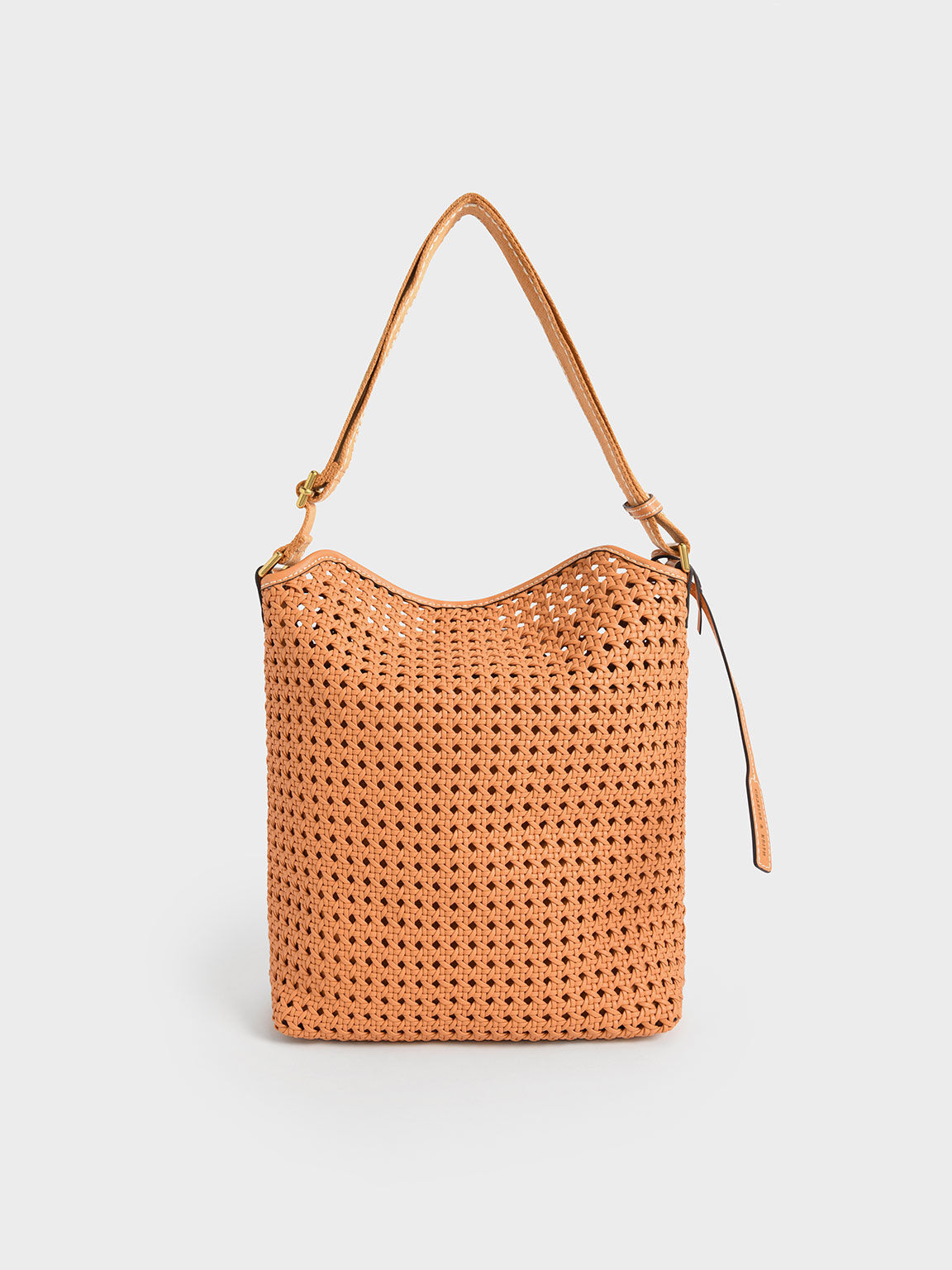 Cecily Woven Large Shoulder Bag - Pumpkin, Charles & Keith