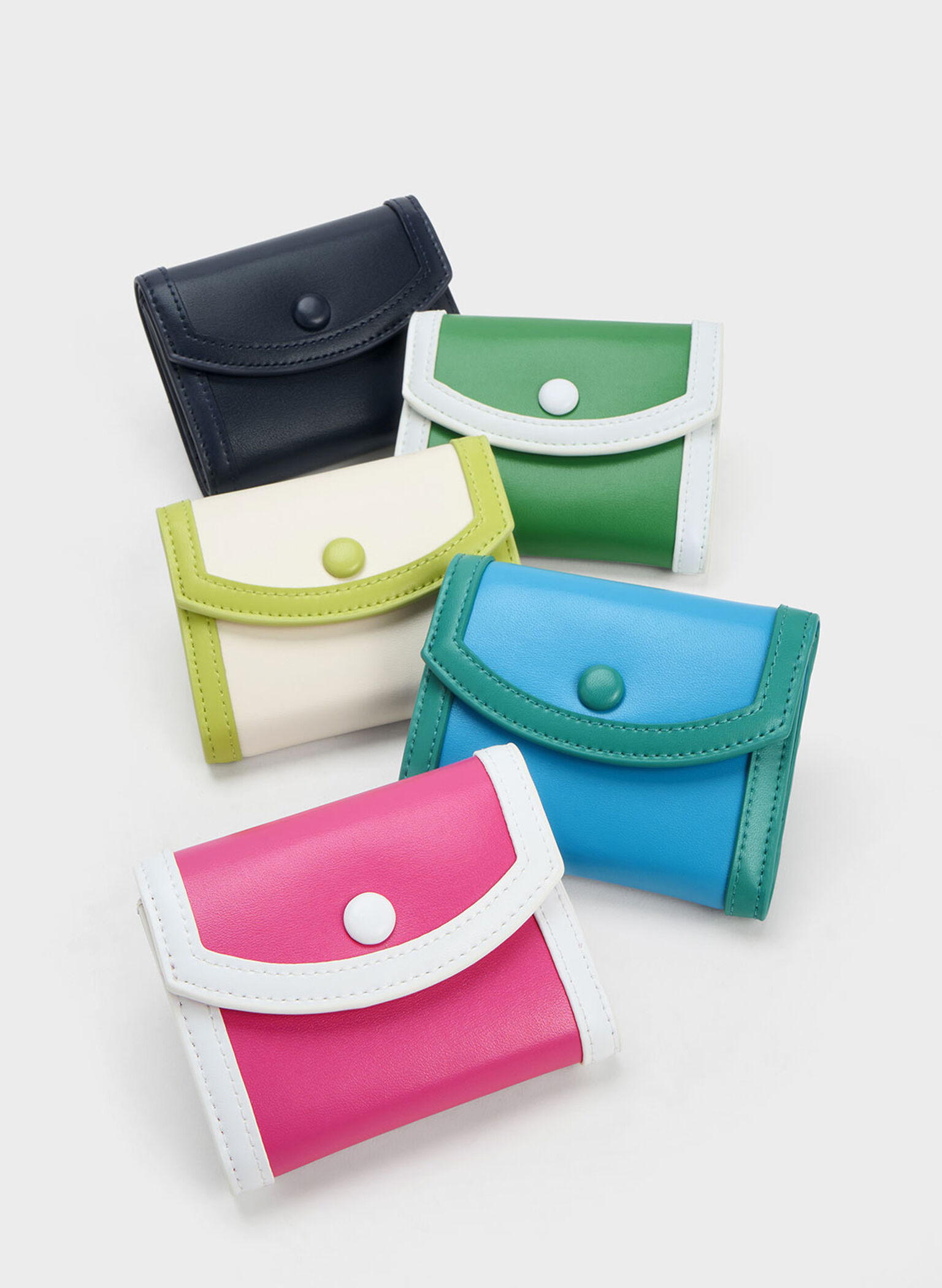 Alouette Contrast Trim Small Wallet, Navy, hi-res