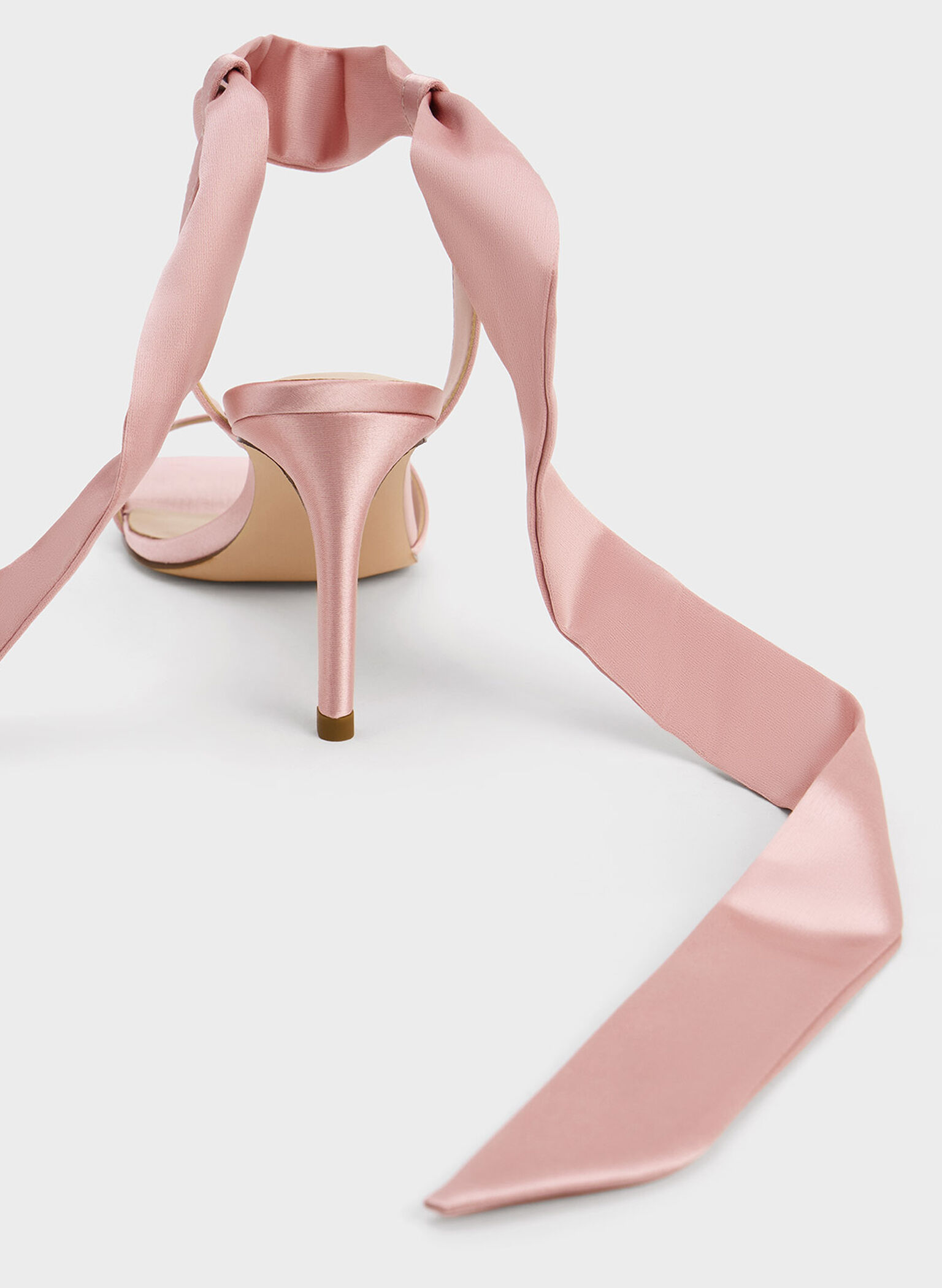 Eliana Satin Tie-Around Heeled Sandals, Pink, hi-res