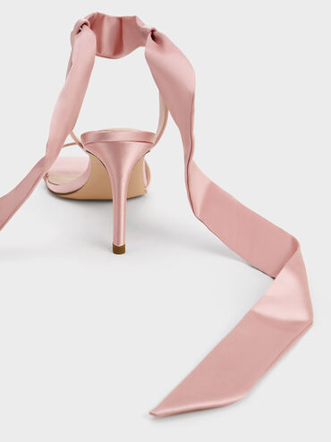 Eliana Satin Tie-Around Heeled Sandals, Pink, hi-res