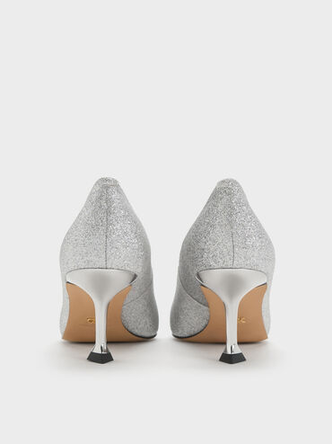 Ever Glittered Gem-Embellished Kitten Heel Pumps, Silver, hi-res