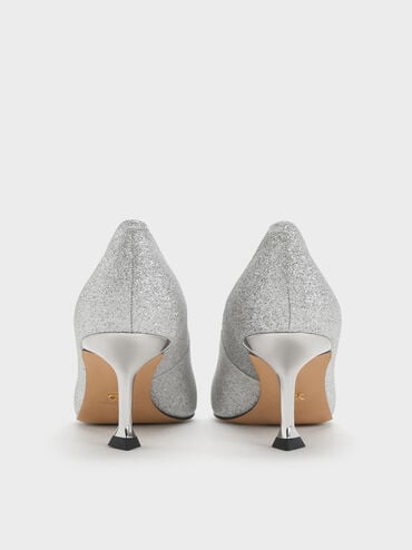 Ever Glittered Gem-Embellished Kitten Heel Pumps, Silver, hi-res
