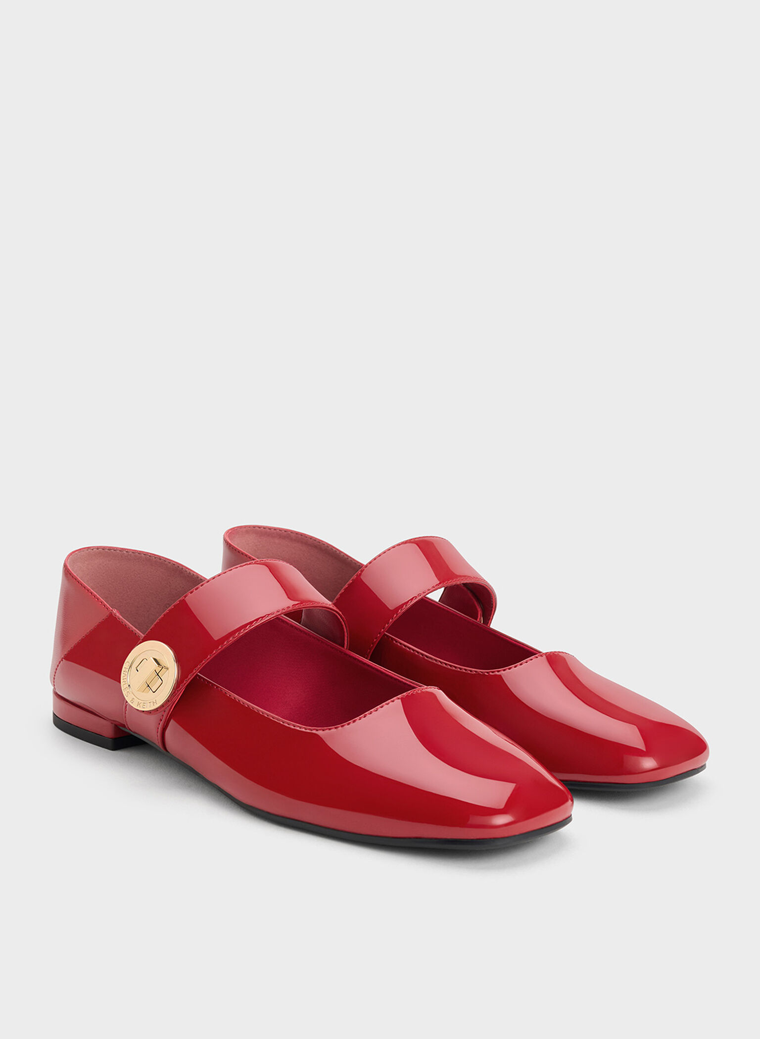 Yara Patent Mary Jane Flats, Red, hi-res