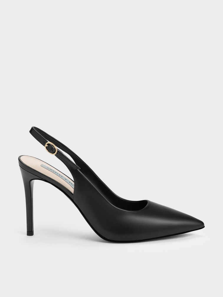 Black Stiletto Heel Slingback Pumps - CHARLES & KEITH UK