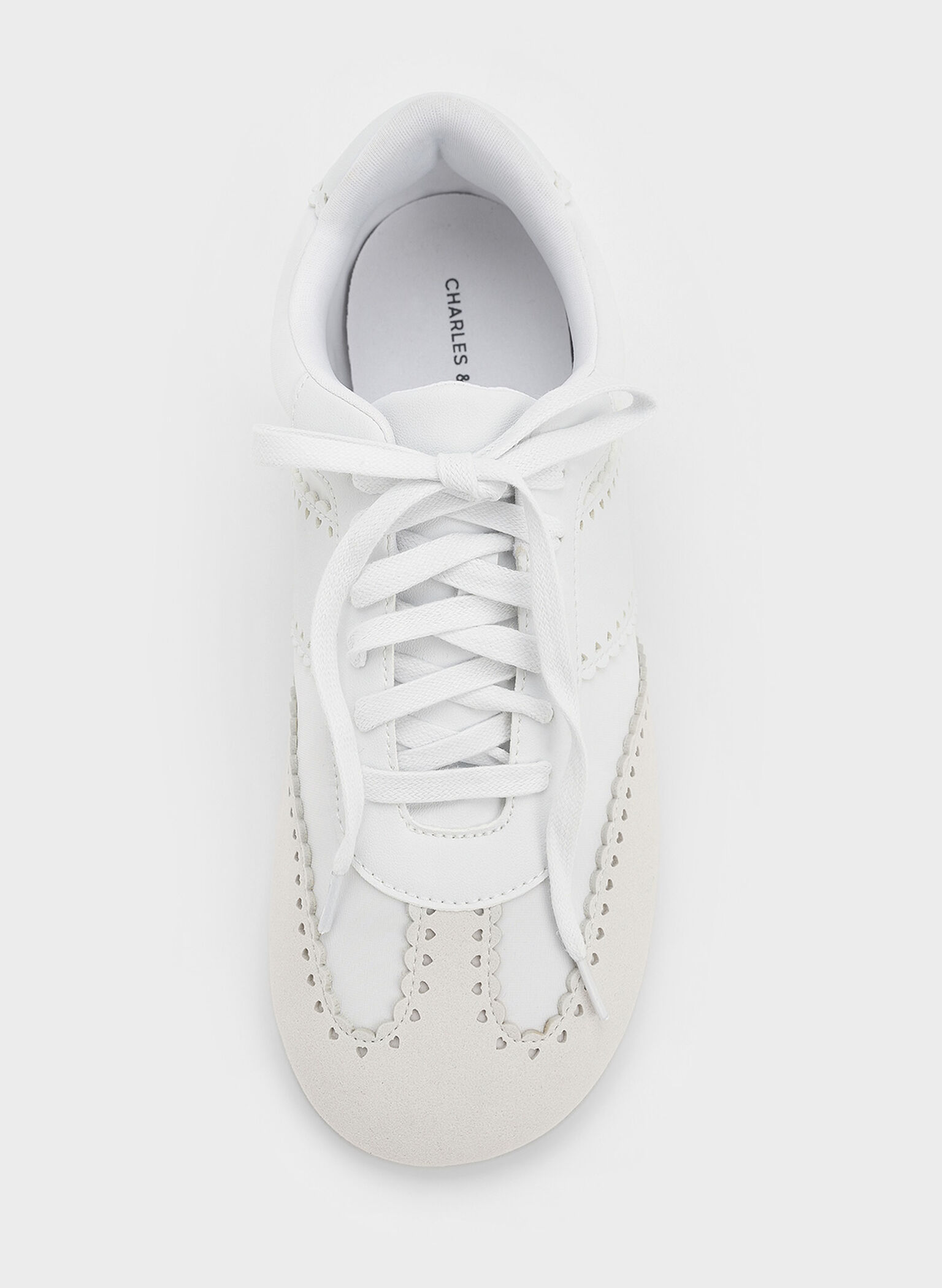Cece Heart Sheer-Lace Sneakers, White, hi-res
