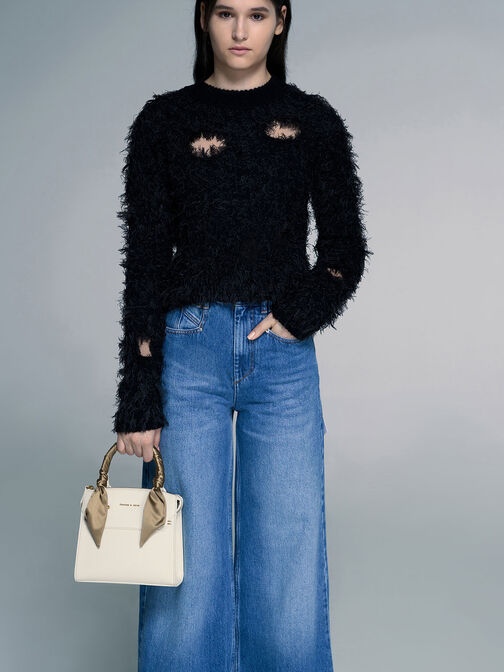 Satin Scarf Top Handle Bag, Chalk, hi-res