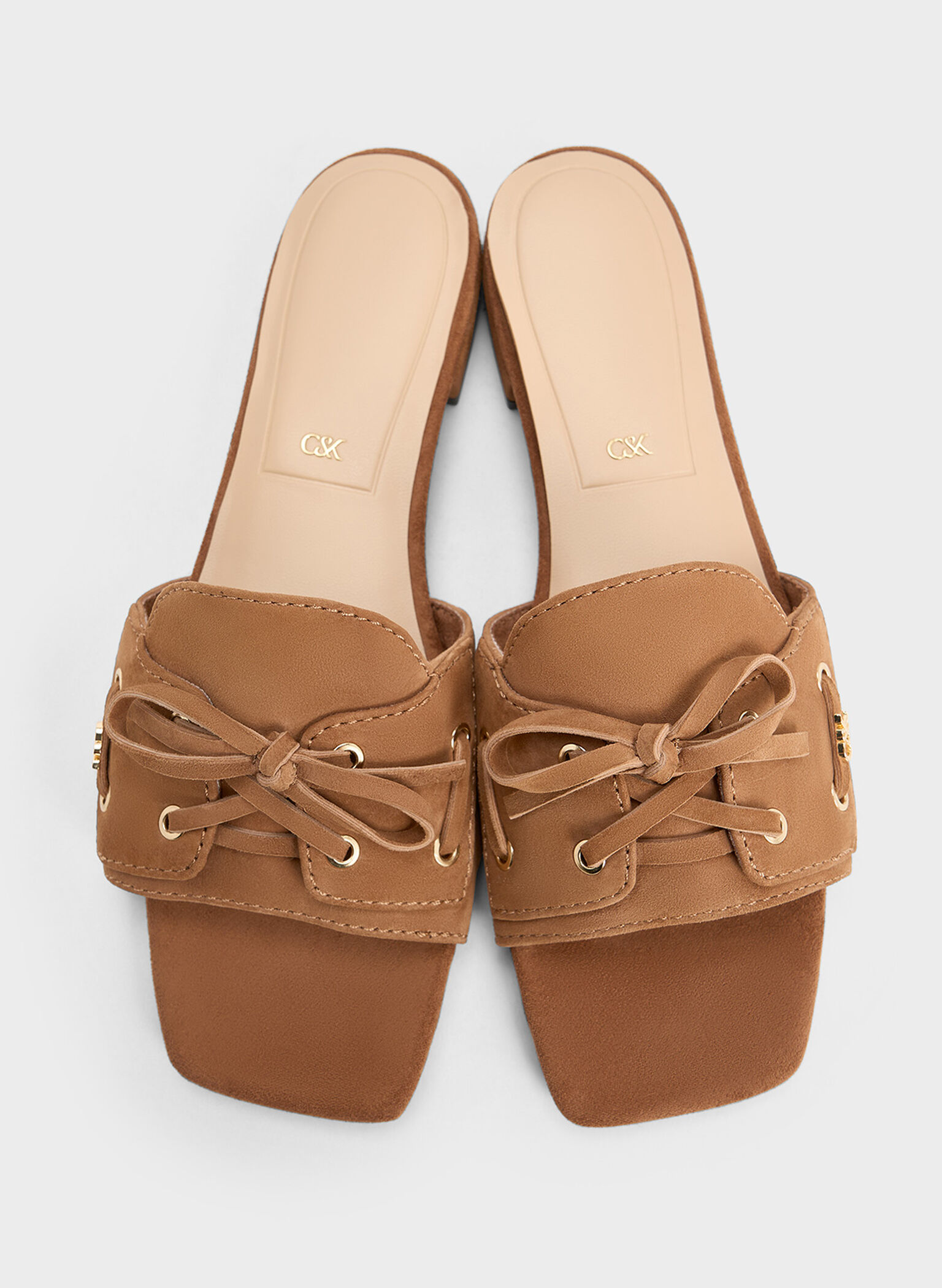 Kori Suede Lace-Up Slide Sandals, Cognac, hi-res