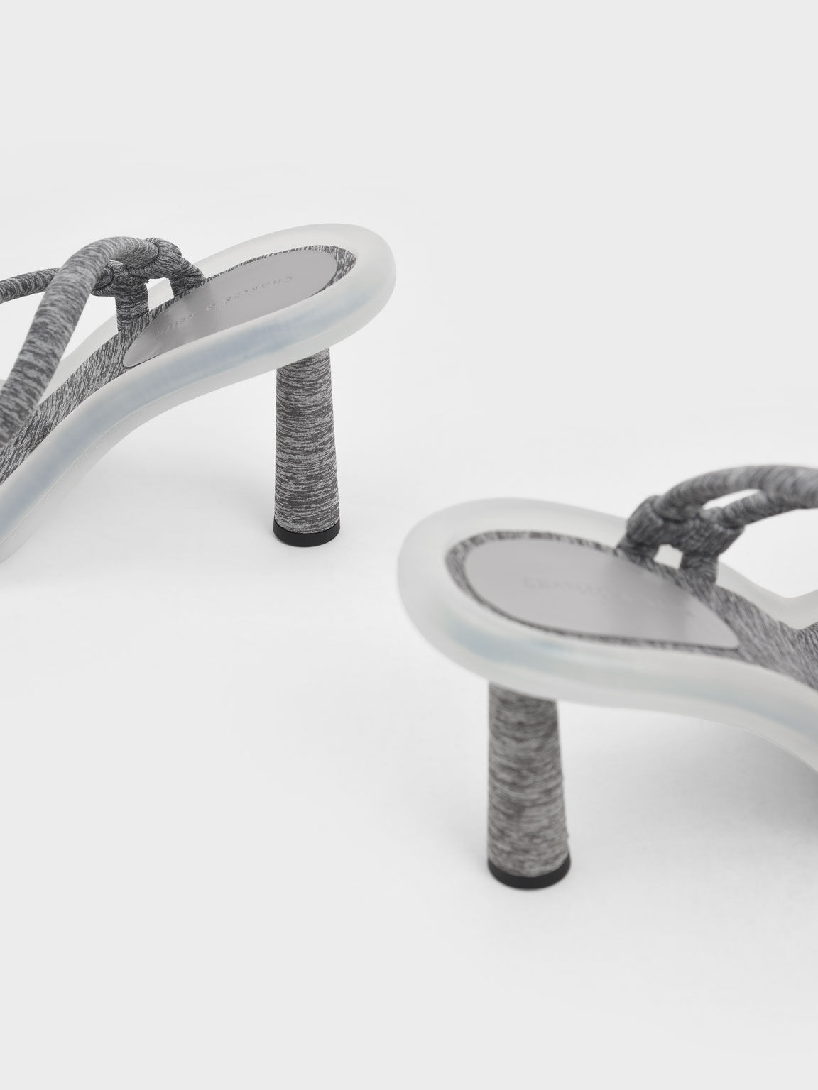 Electra Recycled Polyester Toe-Loop Heeled Sandals, Light Grey, hi-res