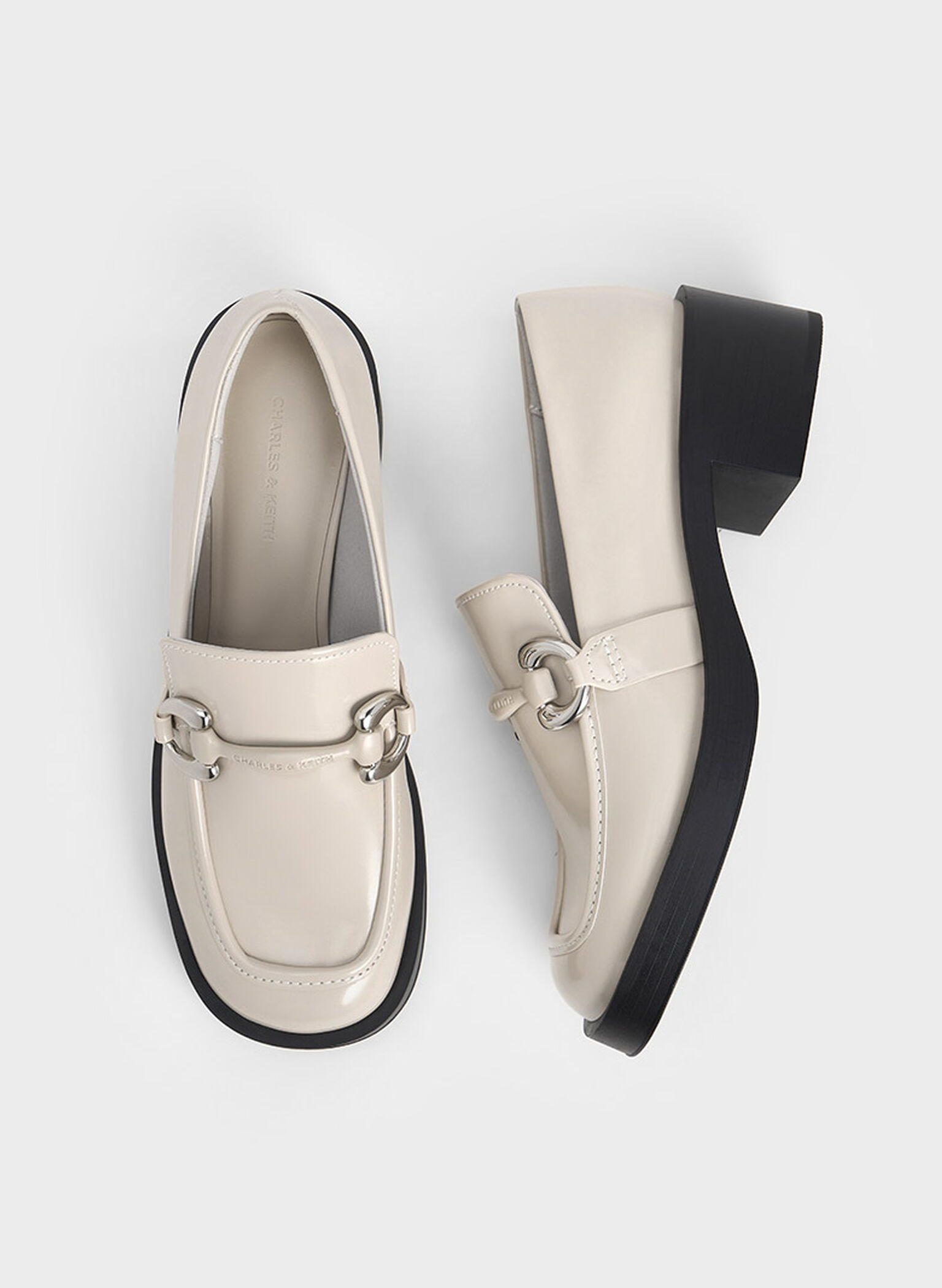 Catelaya Metallic Accent Loafer Pumps, Chalk, hi-res