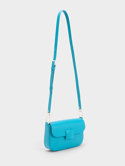 Koa Square Push-Lock Shoulder Bag, Blue, hi-res