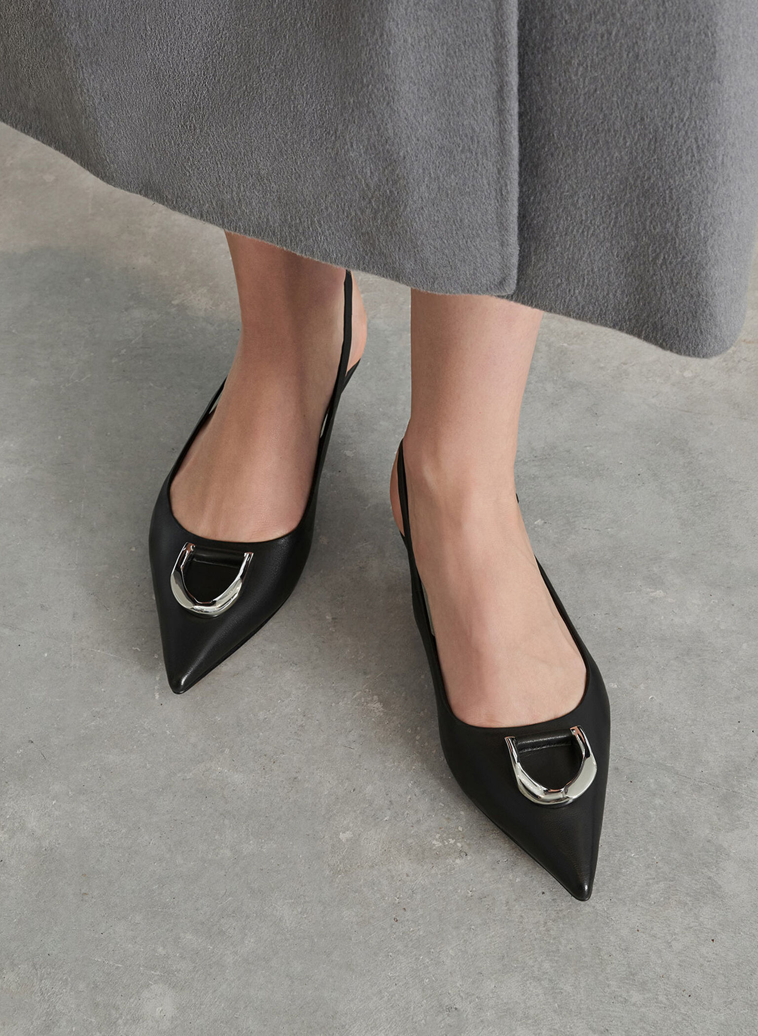 Gabine Leather Slingback Pumps, Black, hi-res
