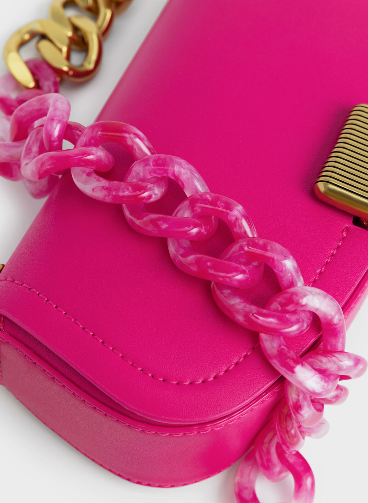 Sonnet Two-Tone Chain Handle Shoulder Bag, Fuchsia, hi-res