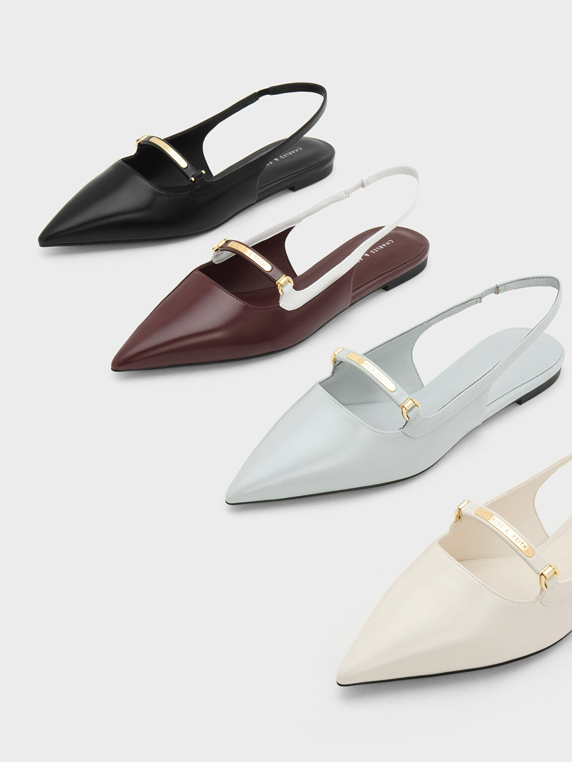 Metallic slingback flats sale
