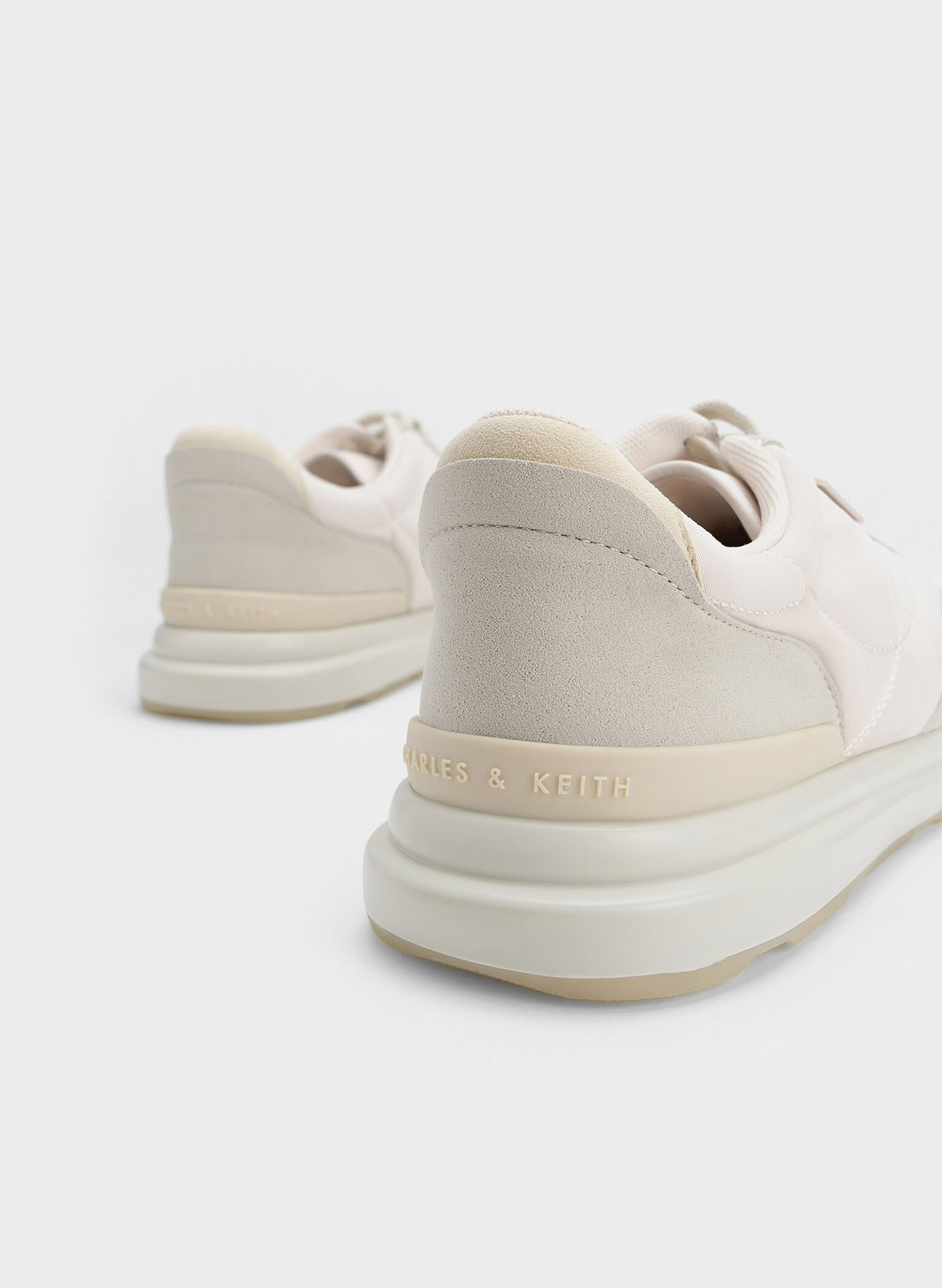 Microfibre & Nylon Low-Top Sneakers, Sand, hi-res