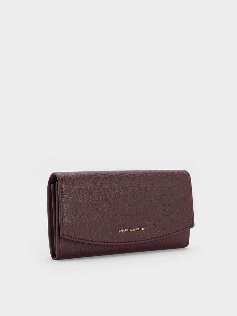 Briony Curved Flap Long Wallet, Wineberry Red, hi-res