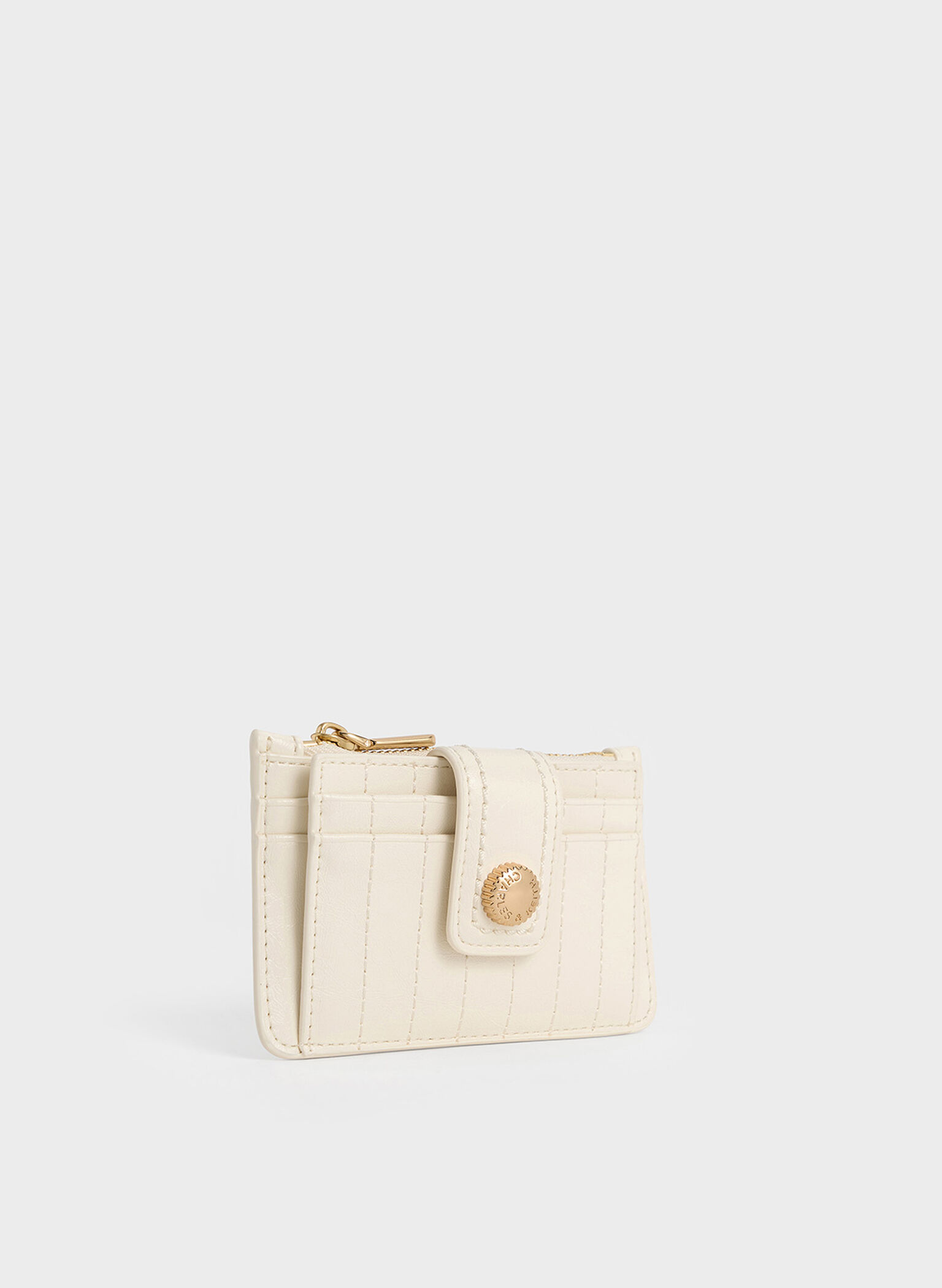 Donna Crinkle-Effect Panelled Card Holder, Cream, hi-res