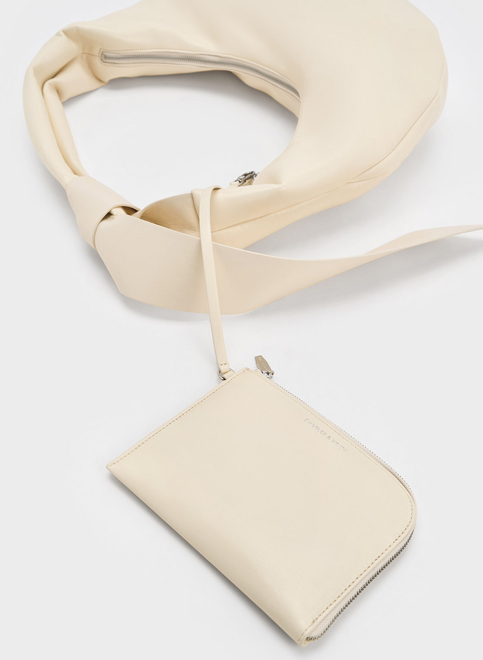 Toni Knotted Crescent Hobo Bag, Chalk, hi-res