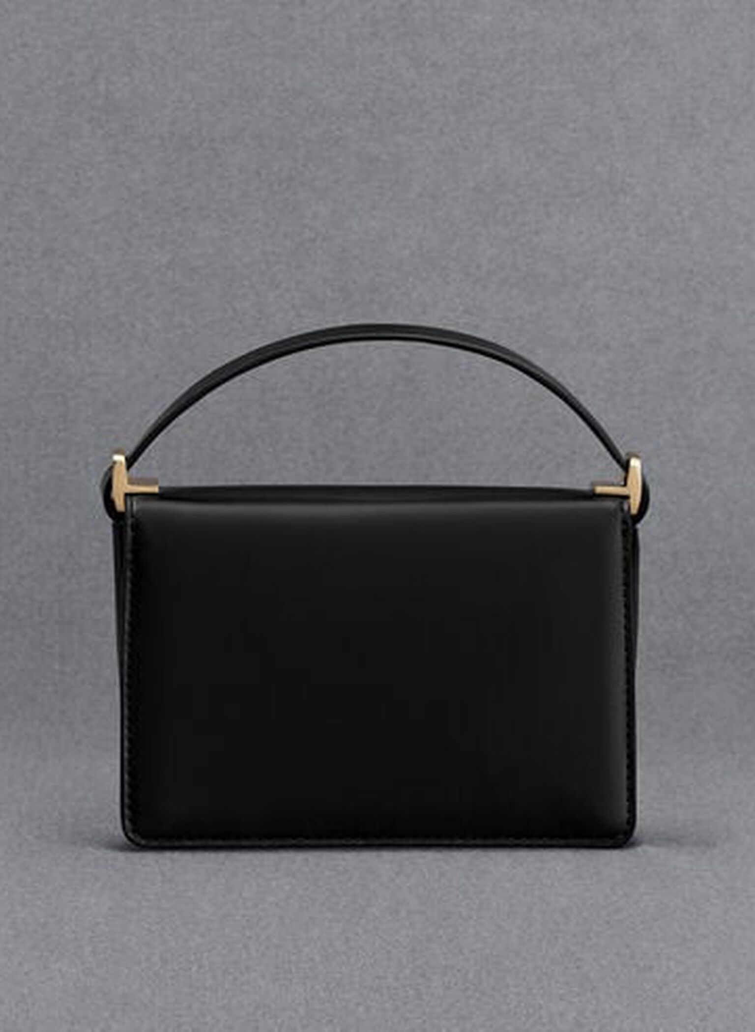 Leather Boxy Bag, Black, hi-res