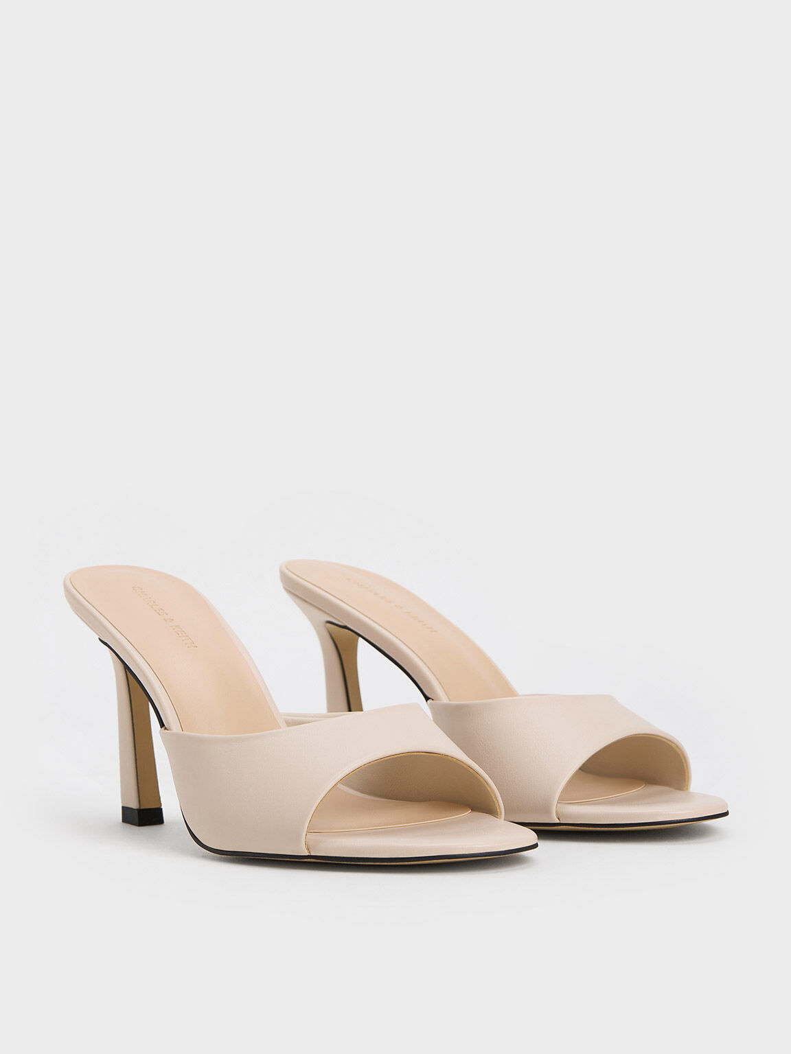 Open Toe Heeled Mules Chalk