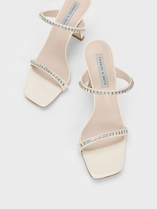 Patent Gem-Encrusted Heeled Sandals, Chalk, hi-res