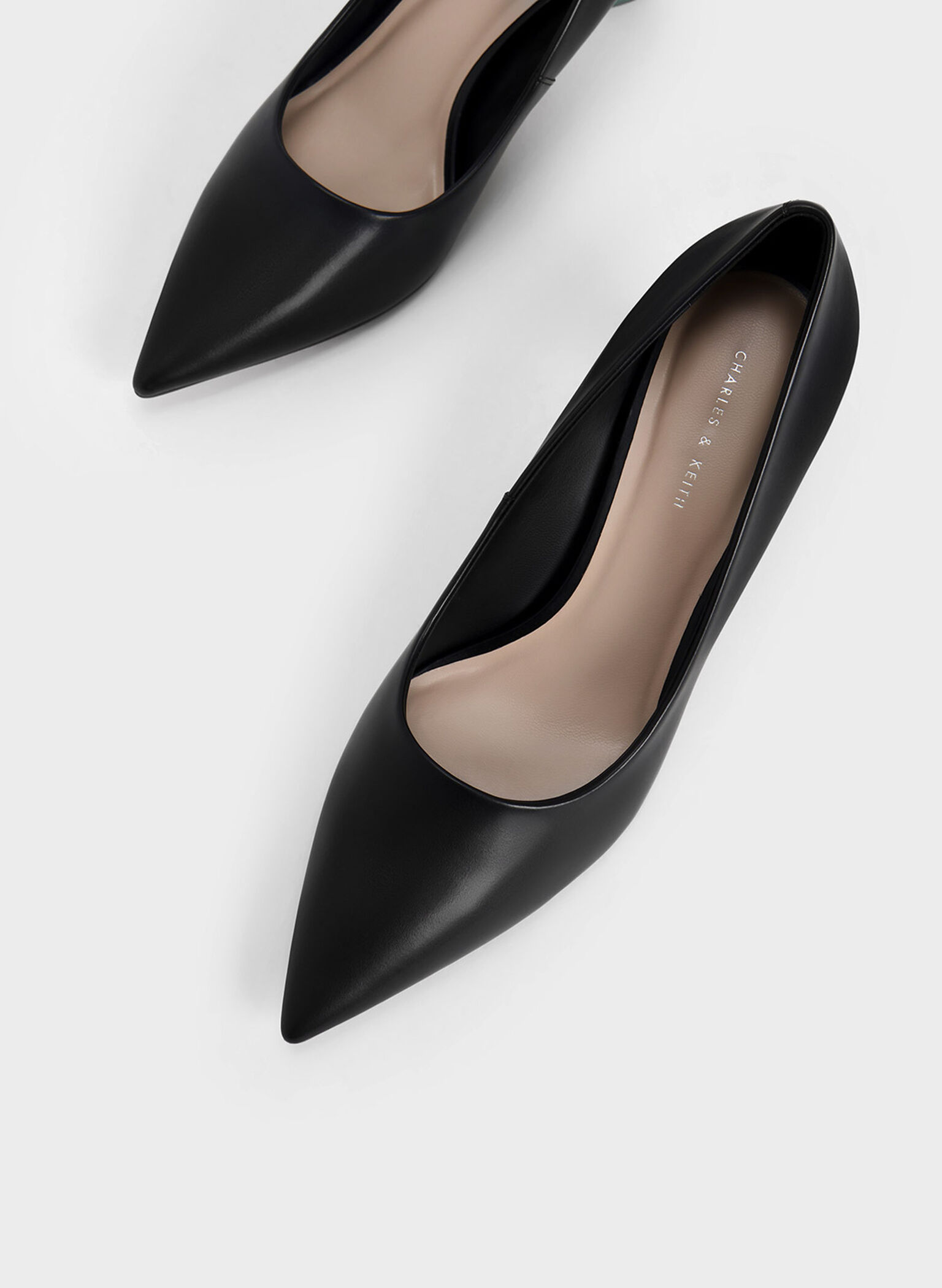 Oleana Metallic-Accent Clear Heel Pumps, Black, hi-res