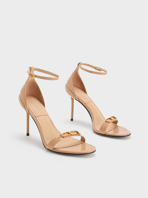 Gabine Leather Stiletto Heel Sandals, Nude, hi-res