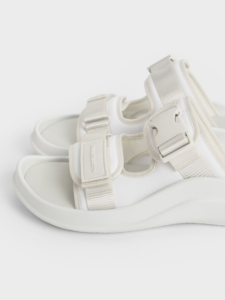 Nylon Double-Strap Sports Sandals, White, hi-res