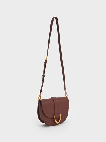 Gabine Leather Saddle Bag​, Brown, hi-res