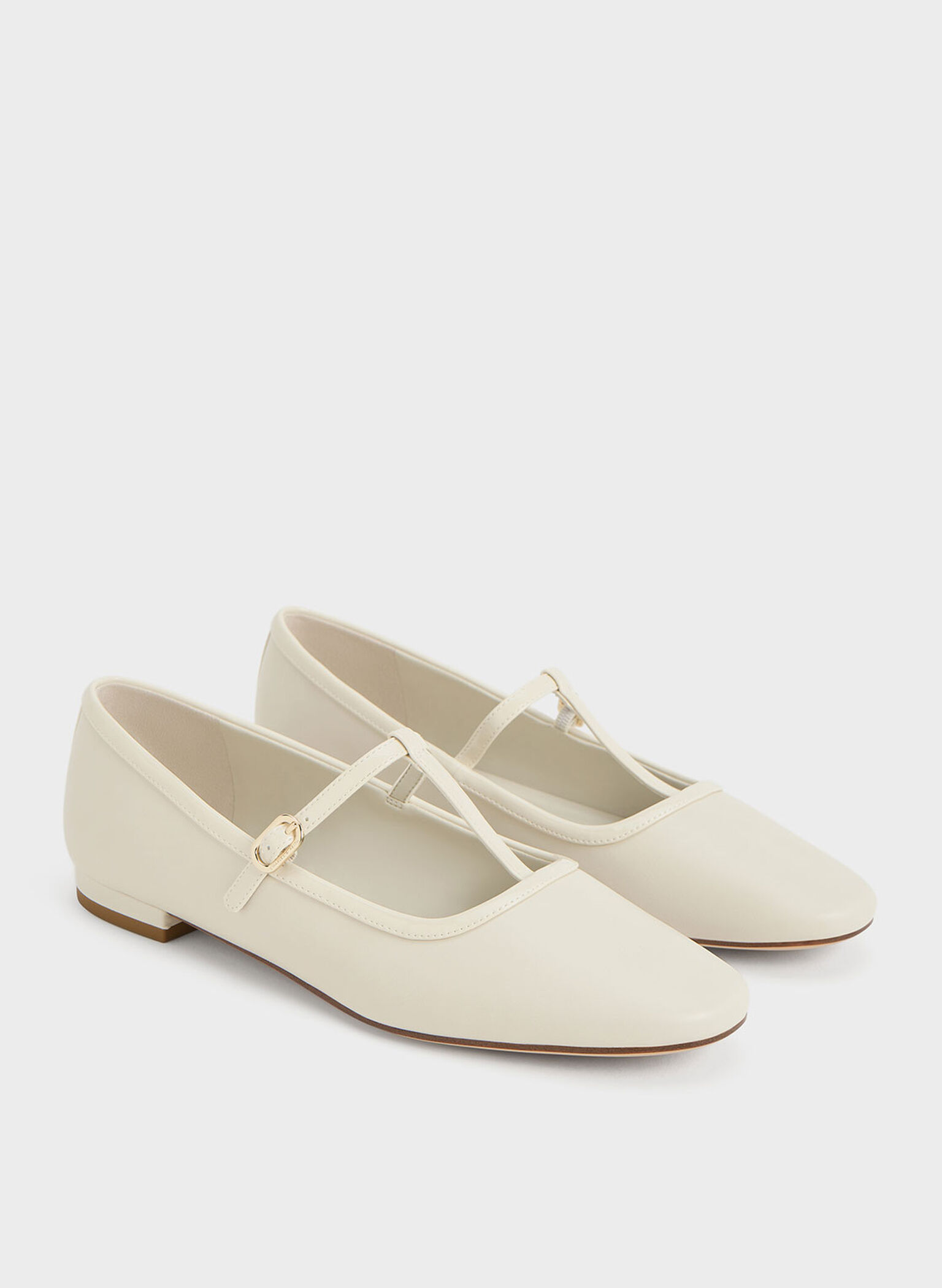 T-Bar Mary Jane Flats, Chalk, hi-res