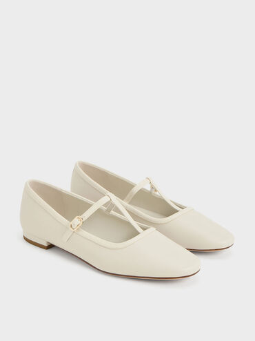 T-Bar Mary Jane Flats, Chalk, hi-res