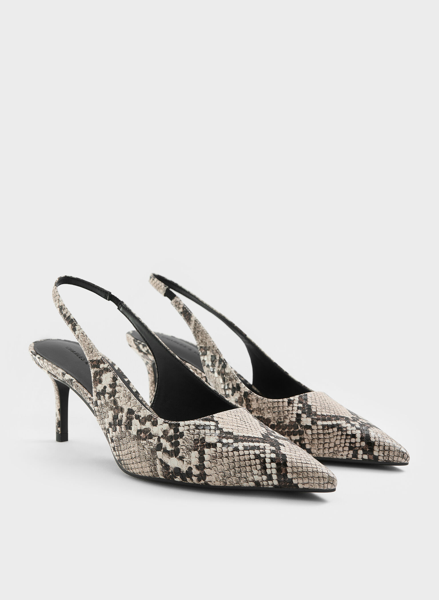 Kaia Snake-Print Pointed-Toe Slingback Pumps, Animal Print Natural, hi-res