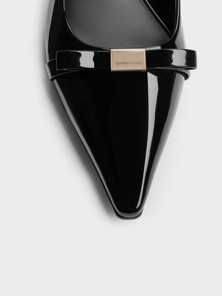 Dorian Patent Bow Pointed-Toe Stiletto-Heel Pumps, Black Patent, hi-res