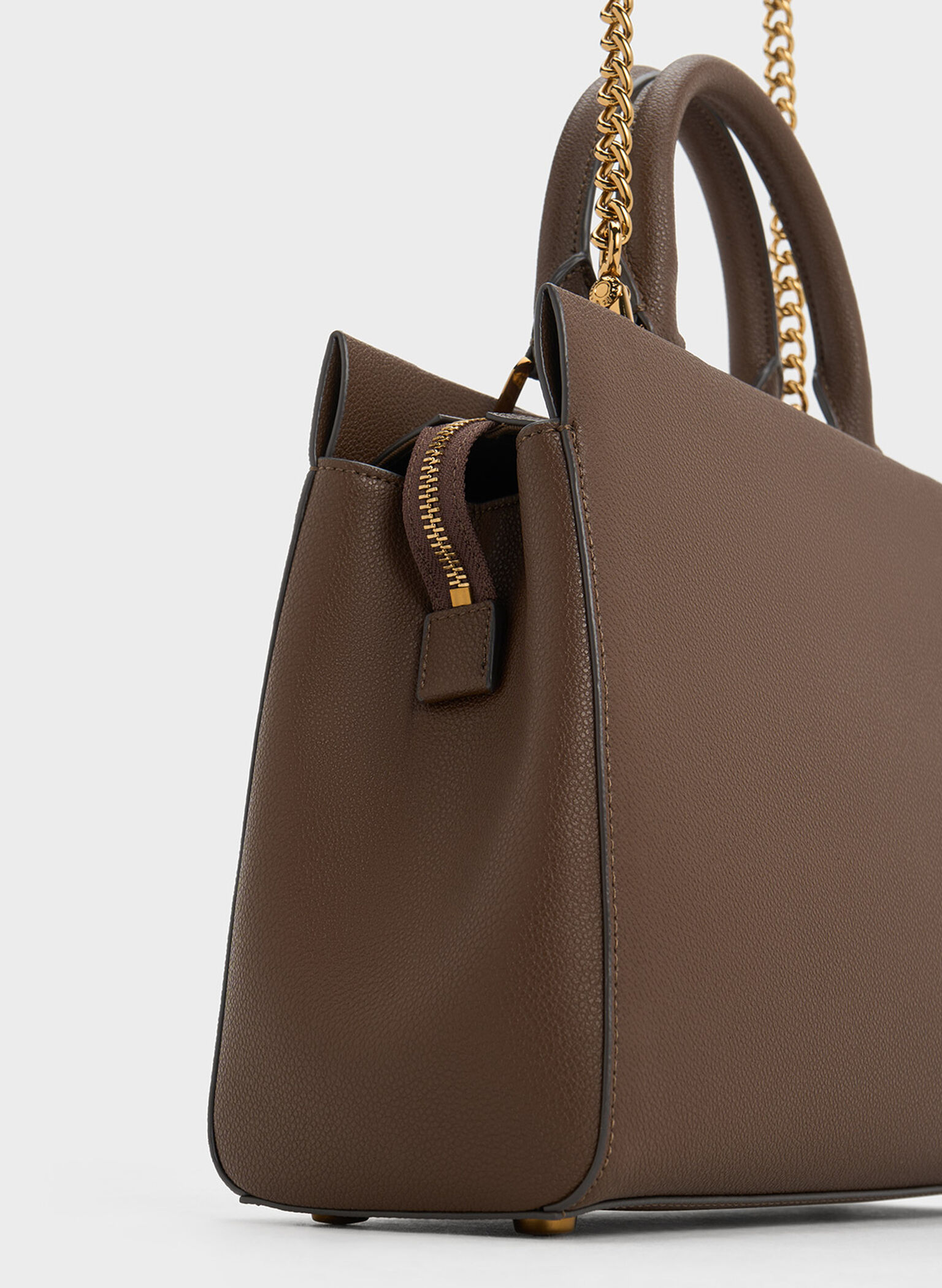 Mirabelle Structured Top Handle bag, Dark Brown, hi-res
