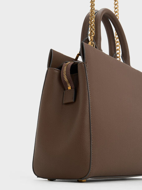 Mirabelle Structured Top Handle bag, Dark Brown, hi-res