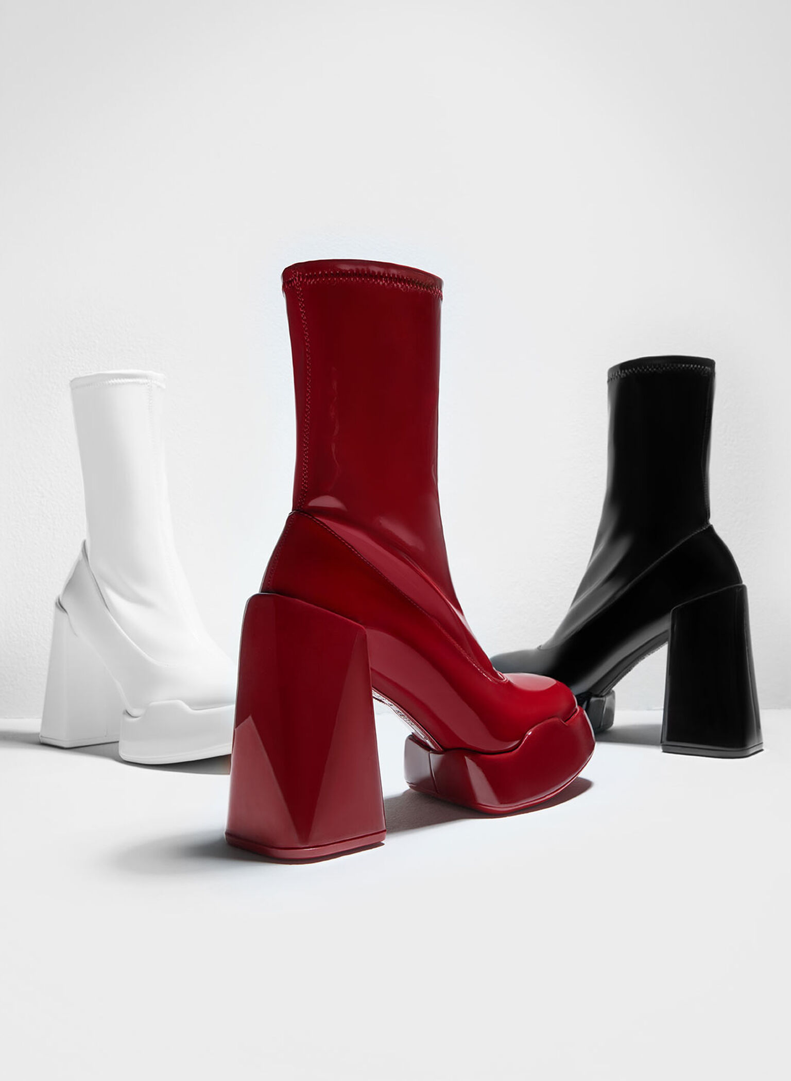 Lula Patent Block Heel Boots, Black, hi-res