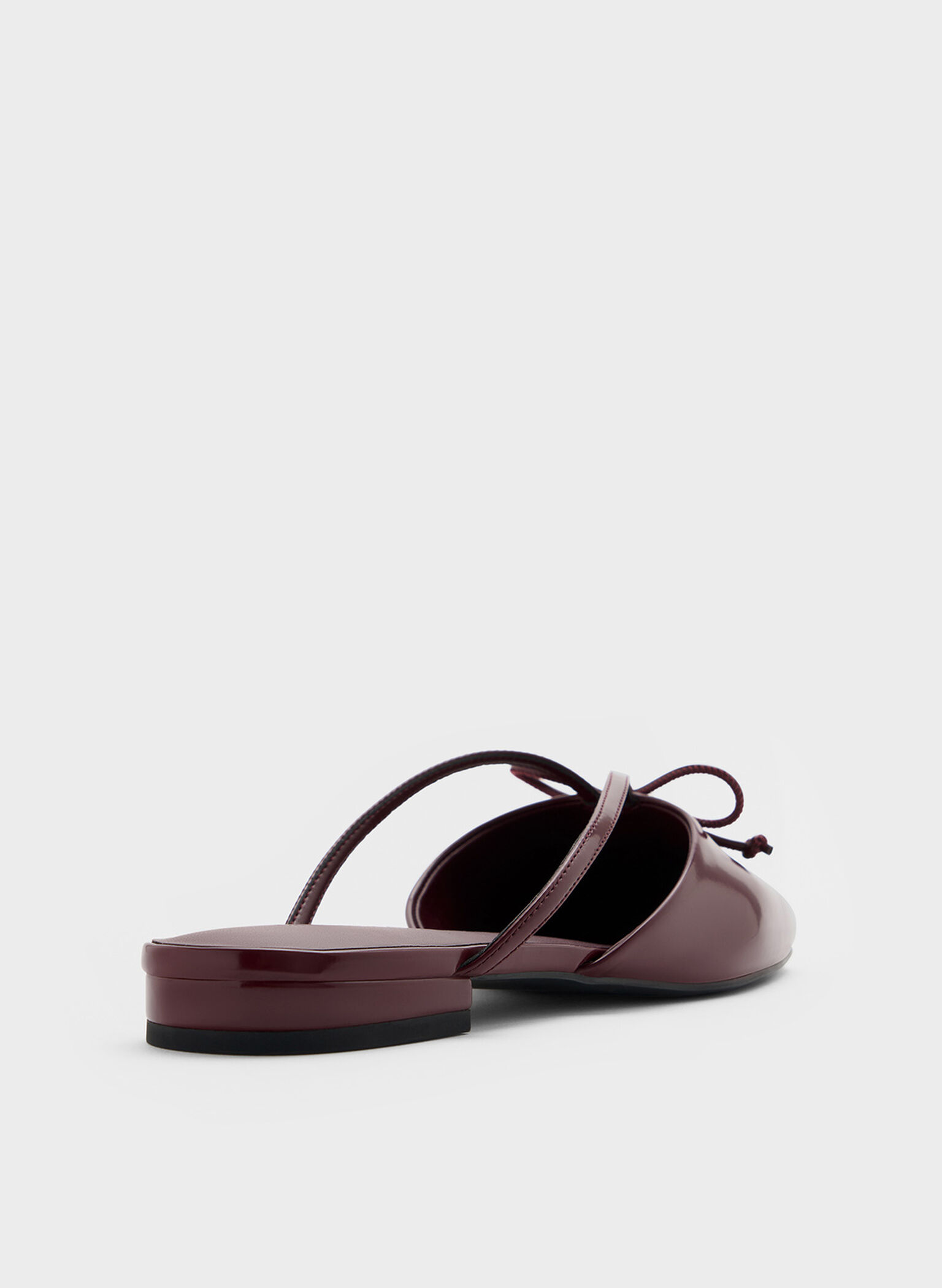 Pearl-Accent Bow Flat Mules, Burgundy, hi-res