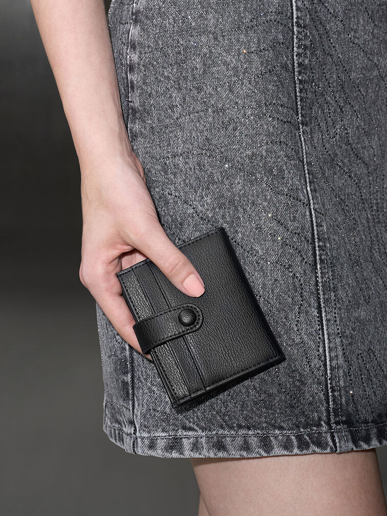 Bliss Snap Button Card Holder, Noir, hi-res