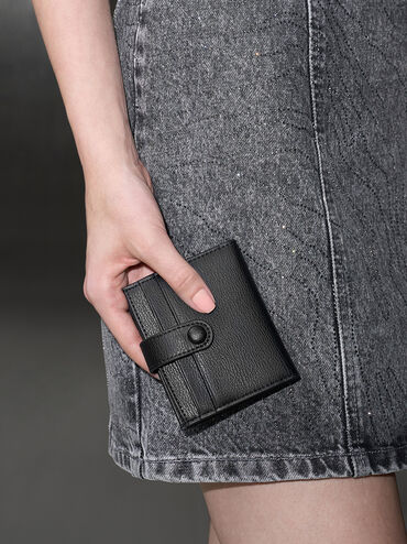 Bliss Snap Button Card Holder, Noir, hi-res