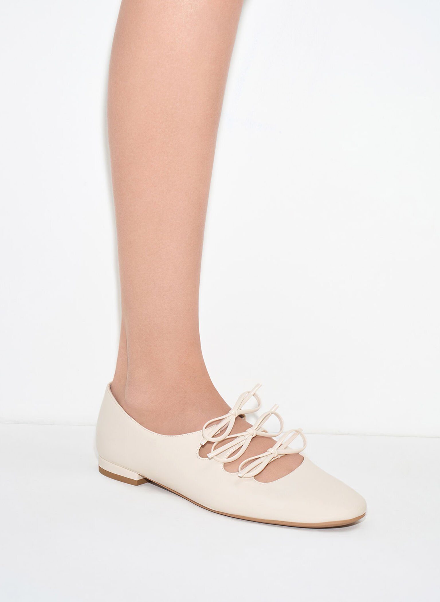 Dorri Patent Triple-Bow Ballet Flats, Chalk, hi-res