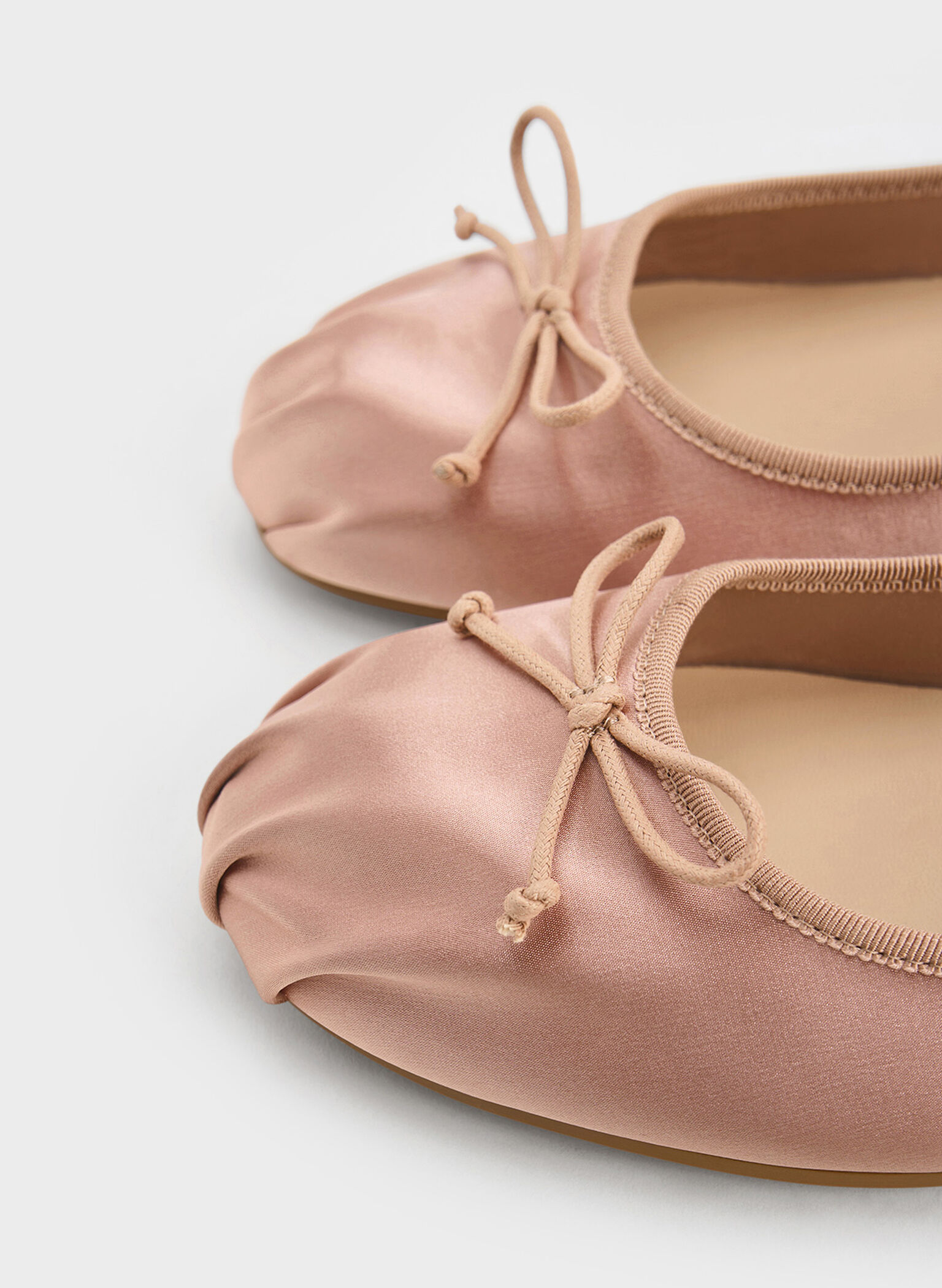 Emiko Satin Bow Mary Jane Flats, Nude, hi-res