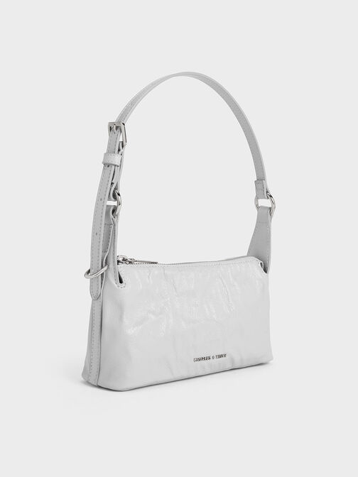 Lark Crinkle-Effect Shoulder Bag, Grey, hi-res