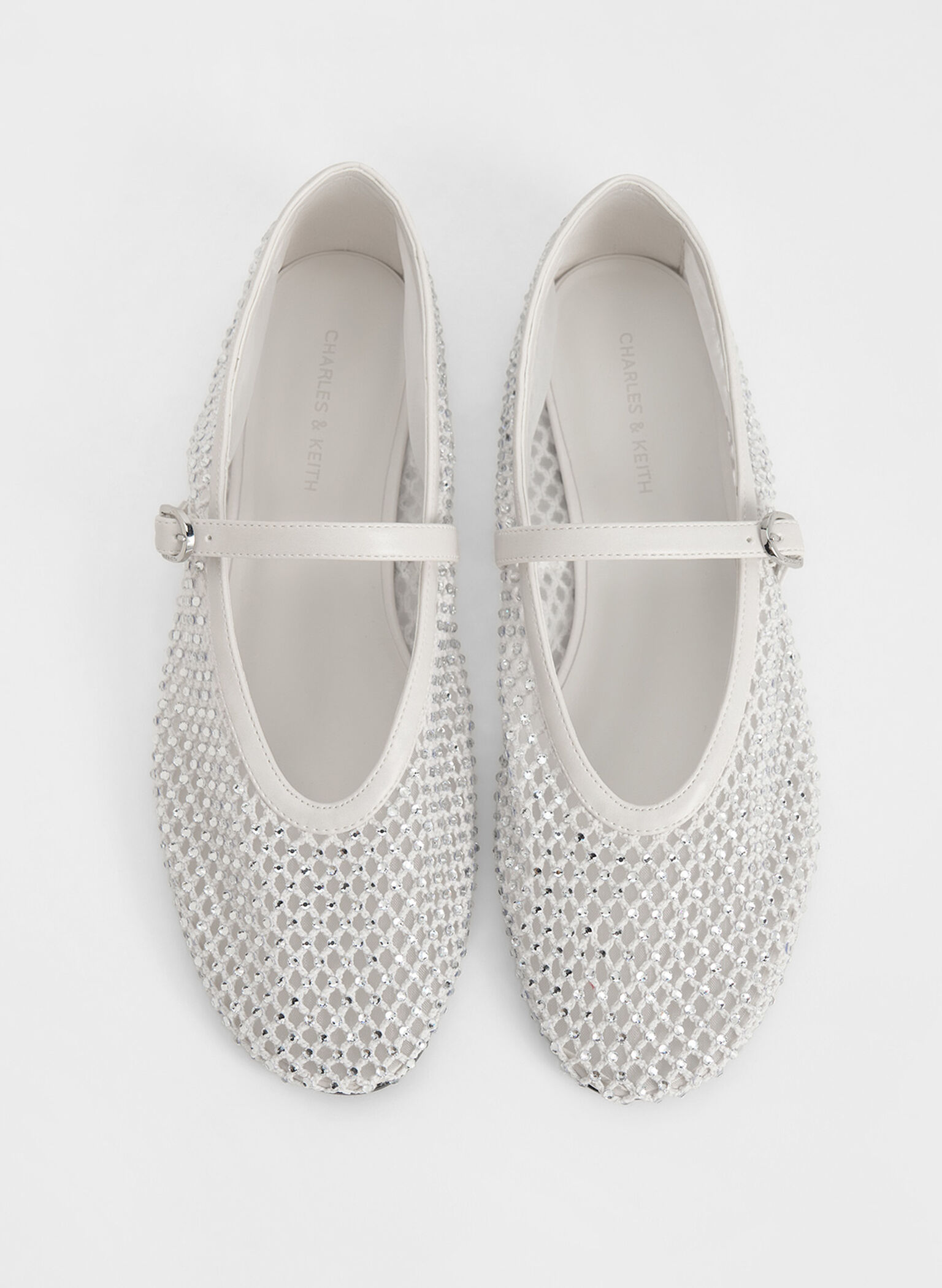 Maggie Mesh Crystal-Embellished Mary Janes, White, hi-res