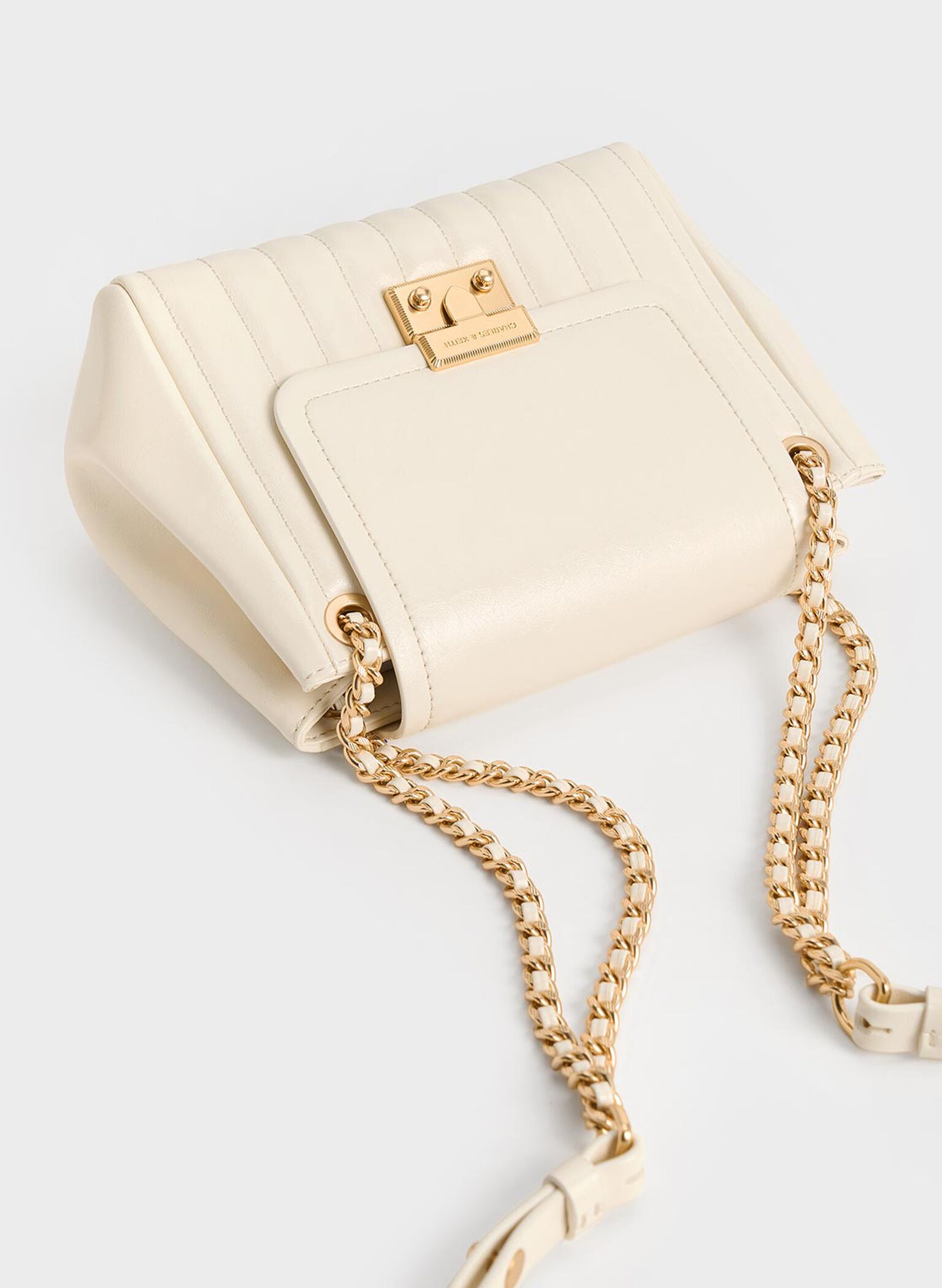 Donna Crinkle-Effect Shoulder Bag, Cream, hi-res