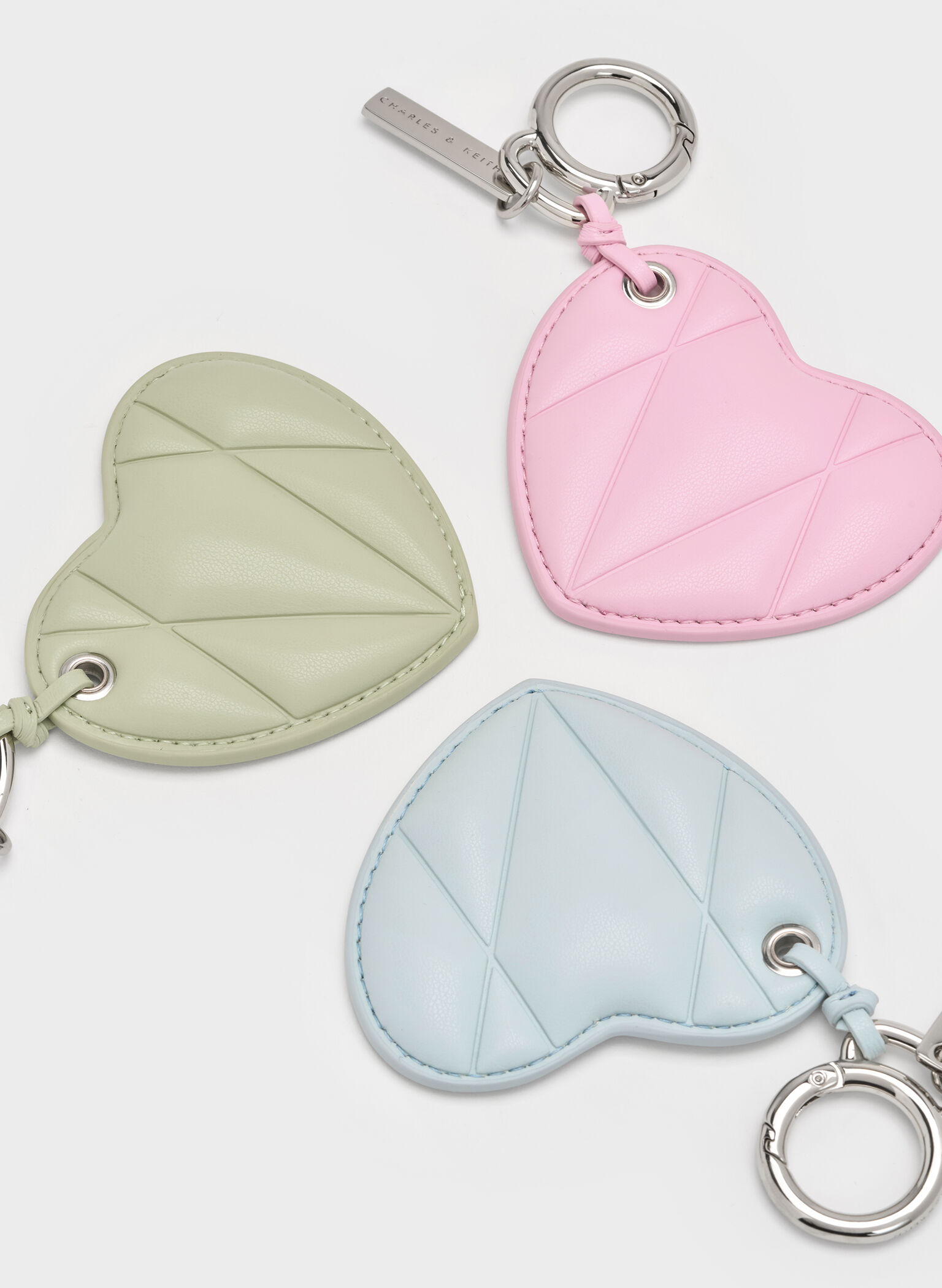 Heart Quilted Mirror Charm, Sea Salt Blue, hi-res