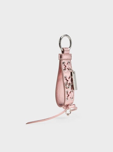 Grommet Lace-Up Bag Charm, Aura Pink, hi-res