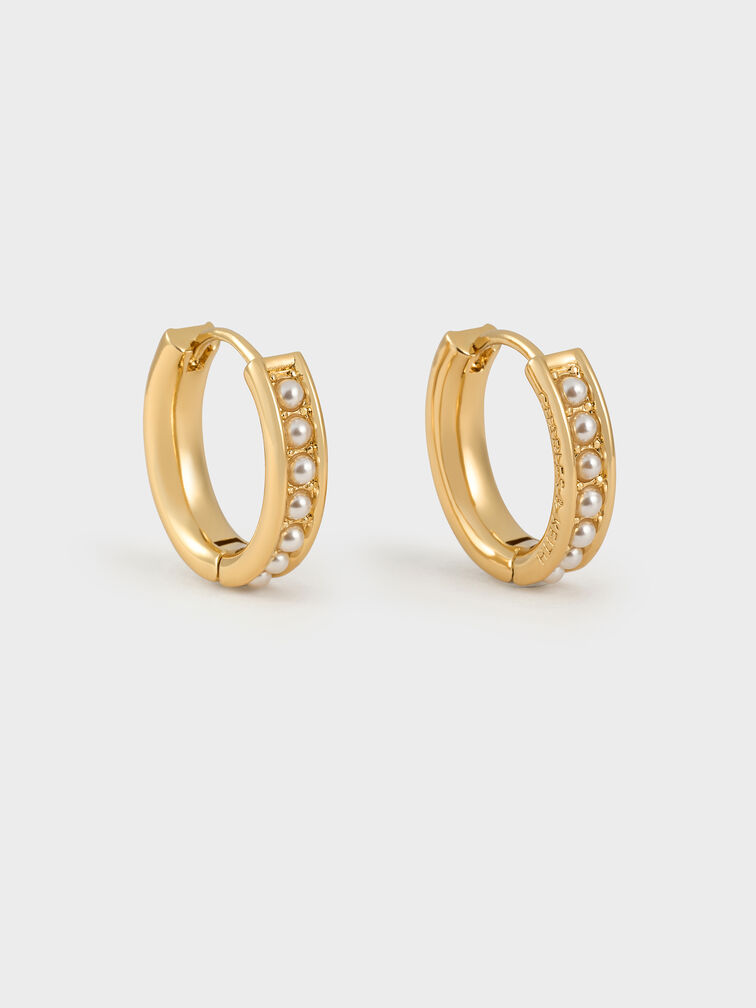 Maeve Pearl-Embellished Hoop Earrings, Gold, hi-res
