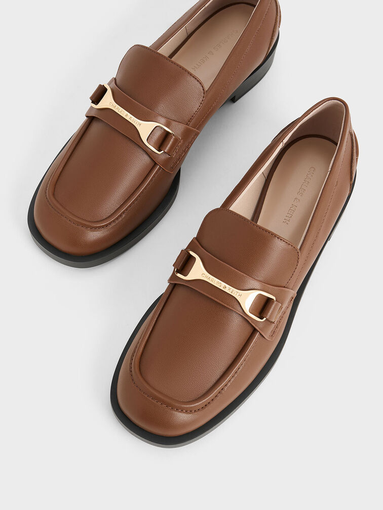 Leslie Metallic-Accent Loafers, Cognac, hi-res